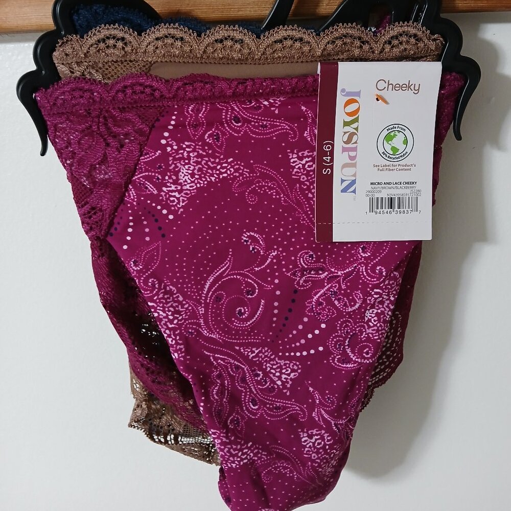 3-pack Joyspun Micro and Lace Cheeky Style Panties sz S (4-6)